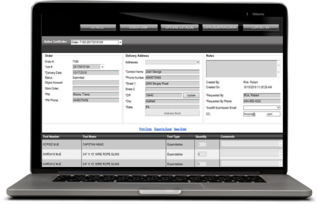 MJ Electric: Optimizing Operations with a Digital Equipment Pick-List Solution — application screenshot